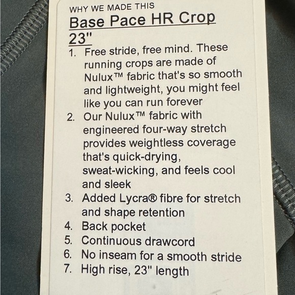 Lululemon Base Pace HR crop 23” legging size 14 - Picture 4 of 4